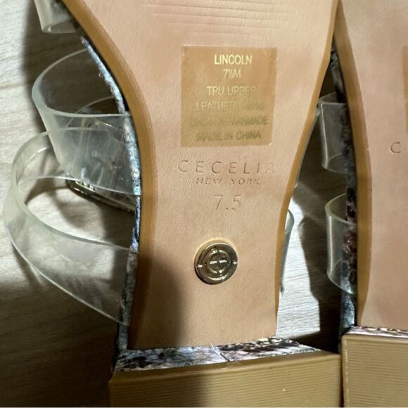 Cecelia New York Lincoln Clear Strap Snake‎ Print Buckle Slide Sandals 7.5 - Picture 9 of 15